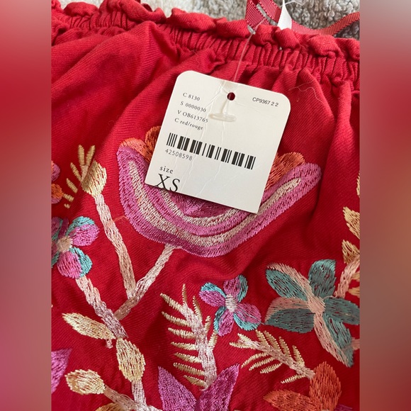 Free People embroidered Fleur Du Jour Mini Dress in Red - Picture 4 of 7